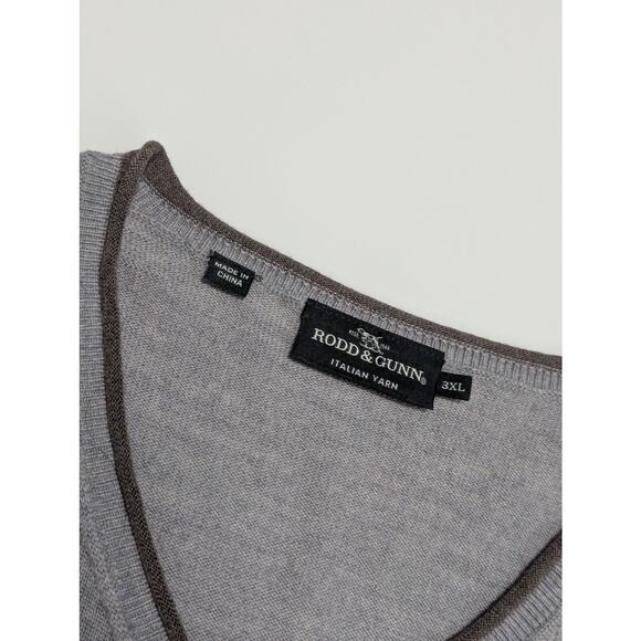 Rodd and Gunn Goose Bay Wool Sweater Merino Onyx Gray Mens 3XL V Neck Top Shirt - Picture 3 of 4